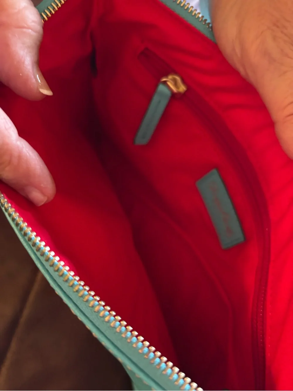 Dooney & Bourke Aqua Leather Wristlet Clutch with Tassel